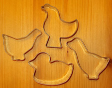 4 Metall Ausstecher Hahn Henne Gans Ente Ausstechform Federvieh Ostern Frühling