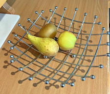 1 rund Obstschale  verchromtem Edelstahl, dekorativer Obstkorb modernes Design