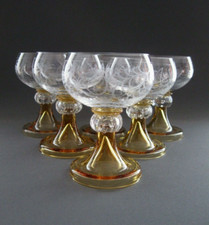 Sechs traumhaft schöne / beliebte original Theresienthal Weingläser um 1960 