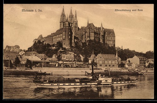 Meissen raddampfer - ak, meissen,