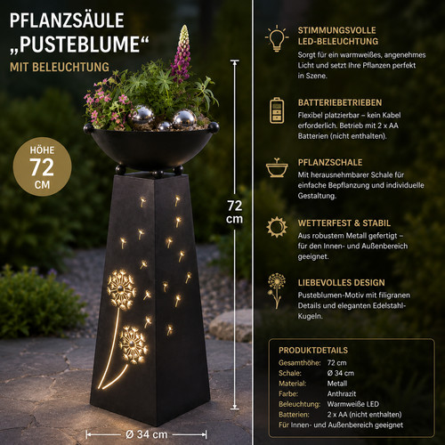 Pflanzsäule mit led - mit,