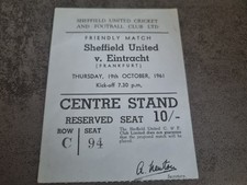 Ticket Friendly   Sheffield United - Eintracht Frankfurt  1961