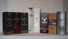 8 Whisky Tuben leer Dalmore, Tomatin, Highland Park