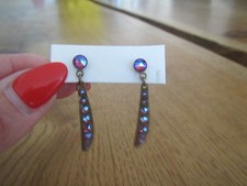 Konplott Ohrringe Gold mit Steinen in  schimmernden Farben Pink und blau wie NEU