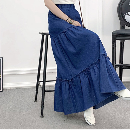Damen maxi linie jeansrock - a-linie,