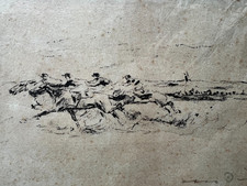 Otto Dill - Pferderennen - handsignierter feiner Druck -  ca. 1923