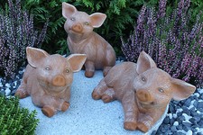 Steinfigur Schwein 3er Set