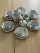 Meißen Kaffeeservice, Espressoservice für 6 Personen im Dekor Rote Rose