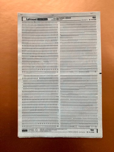 Letraset 192 futura medium - medium, 12