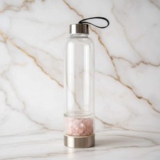 Rosenquarz Trinkflasche Silber