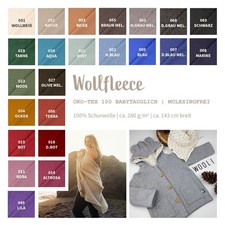 Wollfleece Meterware uni, Wollstoff, 100% Schurwolle, weiche Wolle *Ab 50cm