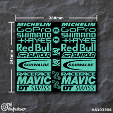 Sponsoren Stickersatz V2 Mint (Minze)| Aufkleber Set Fahrrad eBike BMX eMTB Helm