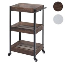 Servierwagen HWC-H22, Küchenwagen Barwagen Beistellwagen Rollwagen, Massiv-Holz