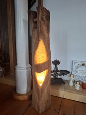 Stehlampe LED-aus Holz 87c Eichenbalken Windlicht Stele Skulptur Laterne Design 