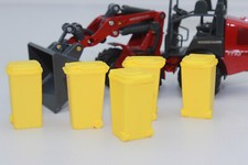 5x Mülltonne gelb 1:32 Spur 1  für Landschaft oder Diorama NEU Wertstofftonne