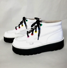 KICKERS * KICK HI PLATEAU SCHUHE Gr. 39 LACK WEISS SCHNÜRER  HALBSCHUHE 02309