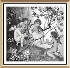 Wohndeko Wandbild Zabateri Druck CUPID'S MUSIC Violine Cherub Engel