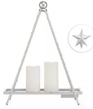 ELAMBIA Kerzenständer beleuchtet inkl. 2 LED-Kerzen 39,5 x 13 x 52cm(H) Silber