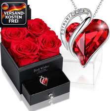 Ewige Rose Box Herz Halskette