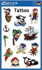 Kinder Tattoo Piraten Klebe Aufkleber Sticker temporär Karneval Halloween neu