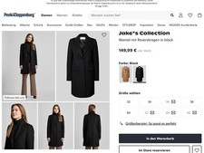 Jake*s Collection Mantel mit Reverskragen in black Gr. 38