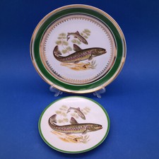 Eschenbach & Scherzer Porzellan Set 2 Wandteller Teller mit Fisch Motiv Forellen