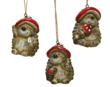 1 Christbaumschmuck Keramik Igel Fliegenpilz Weihnachtskugeln Weihnachtsbaum rot