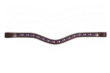 Stirnriemen Stirnband QHP Leder mit Strass Druckknopf 4 Größen