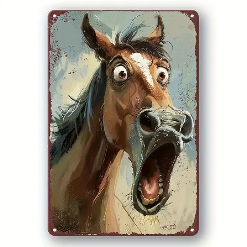 Blechschild lustiges pferd - blechschild,