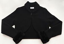 Alberta Ferretti schwarze bolero Strickjacke mit Kunstfellbesatz 