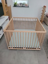 Sämann Laufgitter Laufstall 100x100 cm natur und Träumeland Matratze