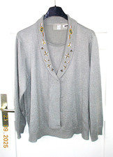 Pullover - Khakihellbraun + Silberlurex - 48/50 - Acrylwolle - Wickeloptik - TOP