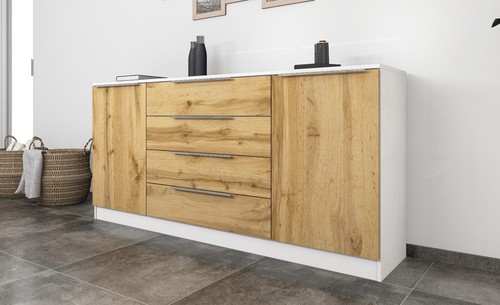 Sideboard 166cm weiß - 166cm,
