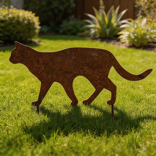 Gartenstecker edelrost katze - gartenstecker,