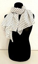 Blogger Italy Schal Tuch Seide/Baumwolle asymetrisch mittelgroße Punkte Weiß