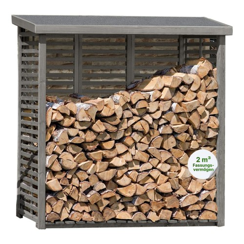 Kaminholzregal aus holz mit - holz,