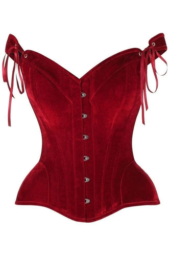Red velvet corset straps - velvet,