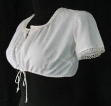 100% Baumwolle Spitze Dirndlbluse Trachtenbluse Balkonette Top Landhaus Vintage 