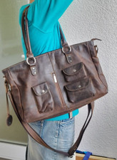 NP 189 Euro Greenburry Damen Vintage Leder Shopper Handtasche Wie Neu