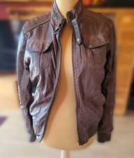Damen Herren Unisex Jacke Bikerjacke Lederoptik Gr. S Braun