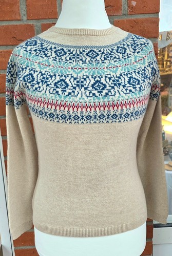 Jacquard strickpullover natur - strickpullover,