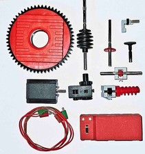 Fischertechnik S-Motor mit Batteriehalter, Getriebe, Drehkranz, Schnecke, Kabel