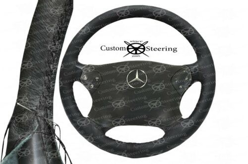 Schwarz leder lenkradhülle - leder,