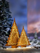 LED-Tanne "Ornament" 2er-Set Advent Deko Weihnachtsdeko Dekoration Metall Braun