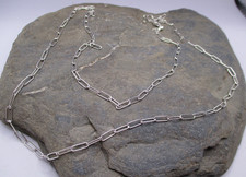 Edle Gliederkette Paperclip 925 Silber 70 cm Italien Damen Bettelkette 7 x 3 mm