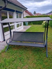 3-Sitzer Hollywoodschaukel Schaukelstuhl 2-in-1 Gartenliege mit Sonnendach Stahl