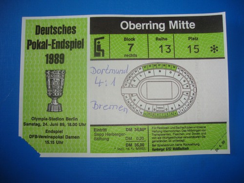 1989 ticket dfb pokalfinale - 1989,