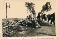 Foto WK II Wehrmacht Soldaten Pferde Kolonne totes Pferd Kutsche L1.22