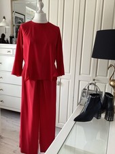 Handmade Anzug 2Teiler Bluse und Gerade Geschnittene Hose Rot Gr. XL