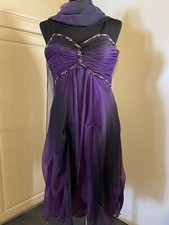 Damen Cocktail Kleid, Gr. 36, Lila Schwarz mit Perlen, (leichte Mängel